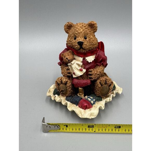 Heart Patch Place Christmas Bear Figurine Holding Teddy Doll First Edition 1996 - Picture 10 of 12